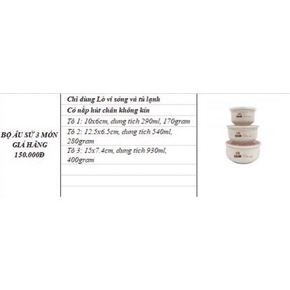 Bộ 3 Bát Đựng Thực Phẩm Ferroli Cao Cấp Có Nắp Hút Chân Không, Dùng Được Lò Vi Sóng | BigBuy360 - bigbuy360.vn
