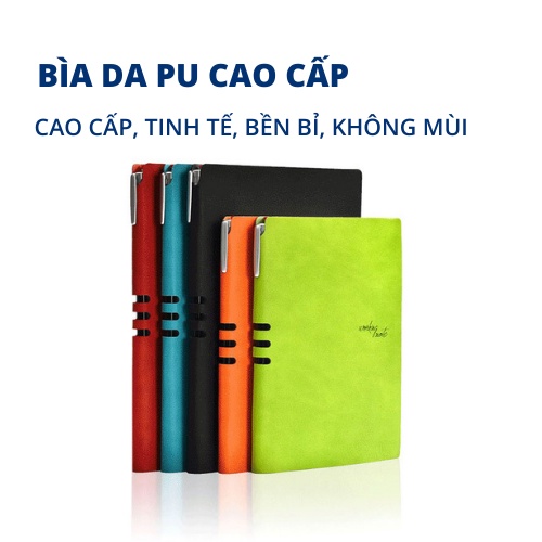 Sổ tay bìa da A5 ghi chép tiện lợi có kèm bút Heeton A25923