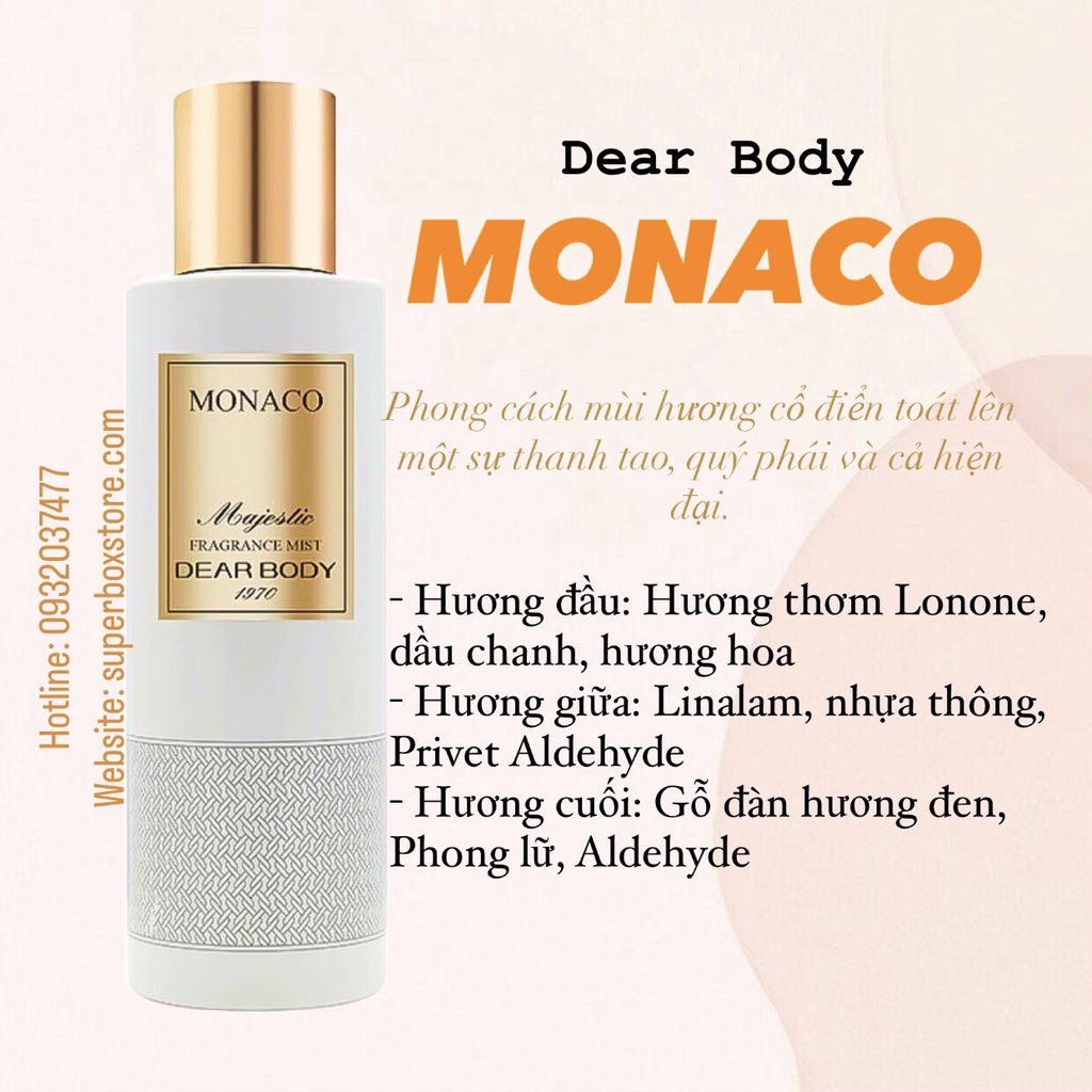 XỊT THƠM TOÀN THÂN DÀNH CHO NỮ - DEAR BODY HƯƠNG NƯỚC HOA - FRAGRANCE MIST 270ml