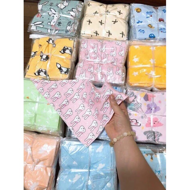 [YẾM MÀU] Khăn Yếm Tam Giác màu 100% cotton có cúc bấm cho bé