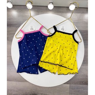 Bộ 2 dây bé gái minky mom thun gân chấm bi cho bé 8-18kg