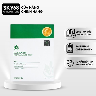 Hộp 10 Mặt Nạ Giảm Mụn Chuyên Sâu Caryophy Portulaca Mask Sheet 22gr x 10