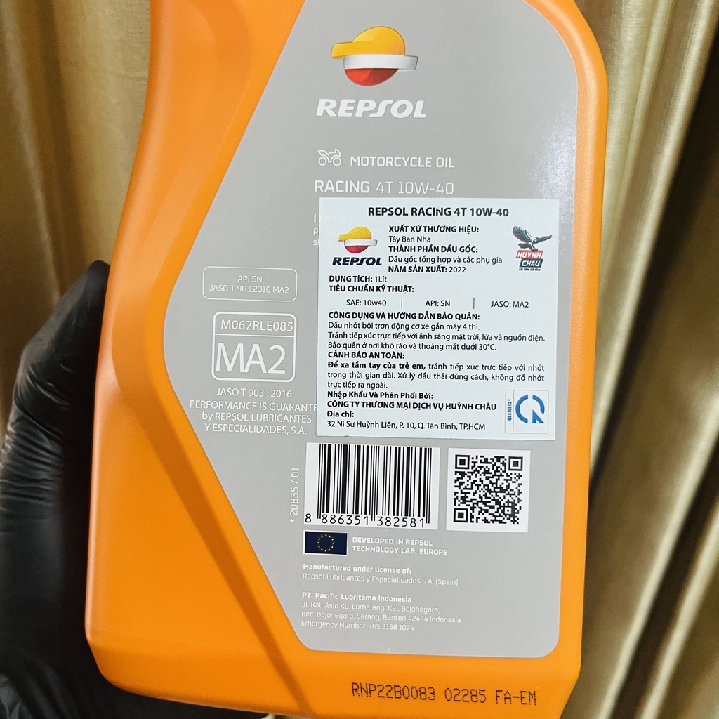 Dầu nhớt Tổng Hợp Repsol Racing 4T 10W40 1L - CHÍNH HÃNG
