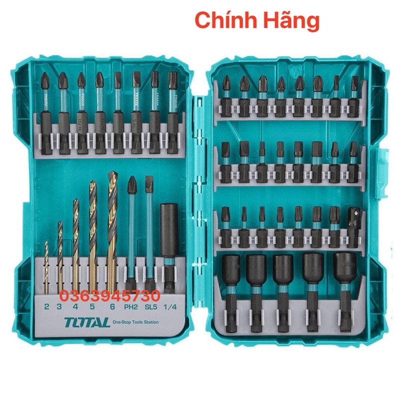 ĐỒ NGHỀ TOTAL Bộ 45 mũi siết vít TACSDL24502