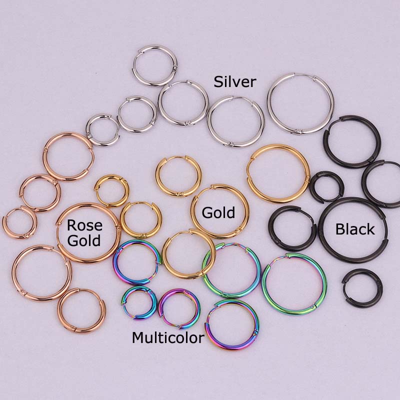 Set khuyên tai phong cách hip hop bằng thép không gỉ 6-18mm