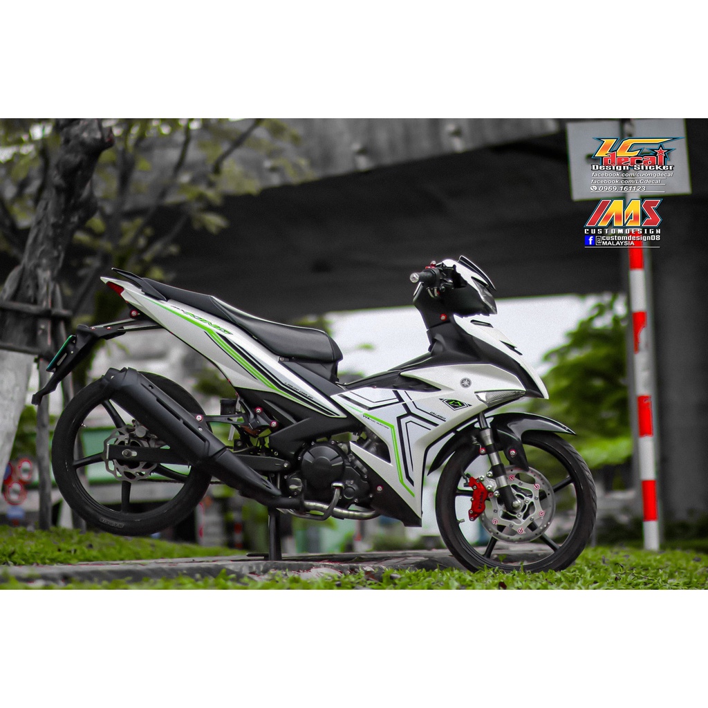 Tem Rời Dán Xe Exciter 150 Mẫu Chỉ Trắng Xanh Lá Đen Chữ MX King Cực Đẹp, Hàng 3 Lớp Chất Lượng Cao