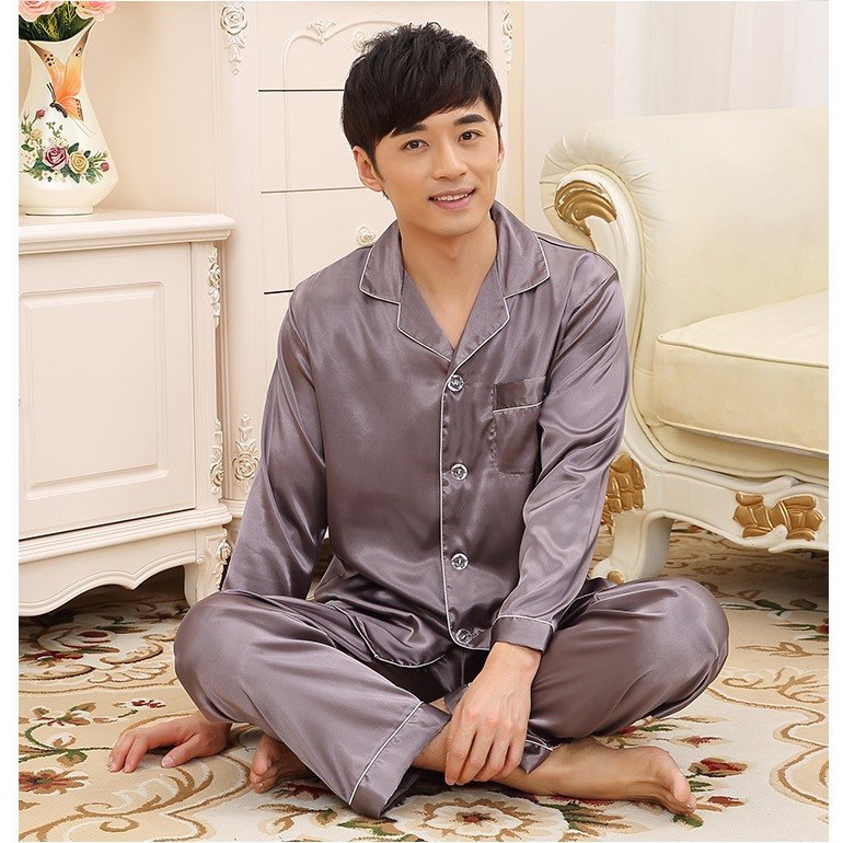 NG8805 - Bộ pyjama nam dài tay chất lụa mềm mại cao cấp hàng nhập