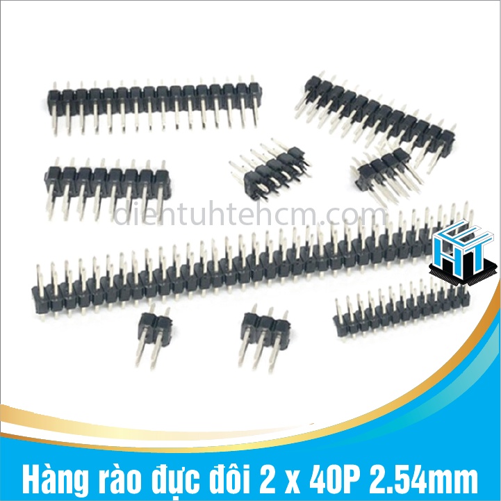 Hàng rào đực,cái đơn 1 x 40P 2.54mm và Hàng rào đực,cái đôi 2x 40P 2.54mm  chân thẳng