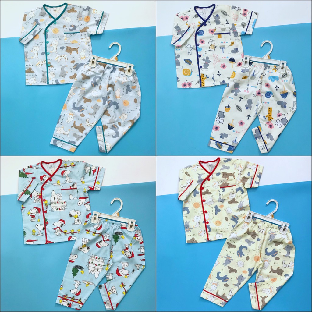 Pijama tay ngắn cho bé vải cotton mềm mịn hút mồ hôi - Nhiều mẫu 10-45kg