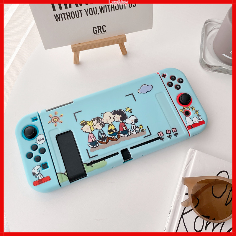 Cartoon Cute Snoopy & Charlie Little Buddy Nintendo Switch IMD Silicone Drop-resistant Split Type Game Console Protective Case Soft Case