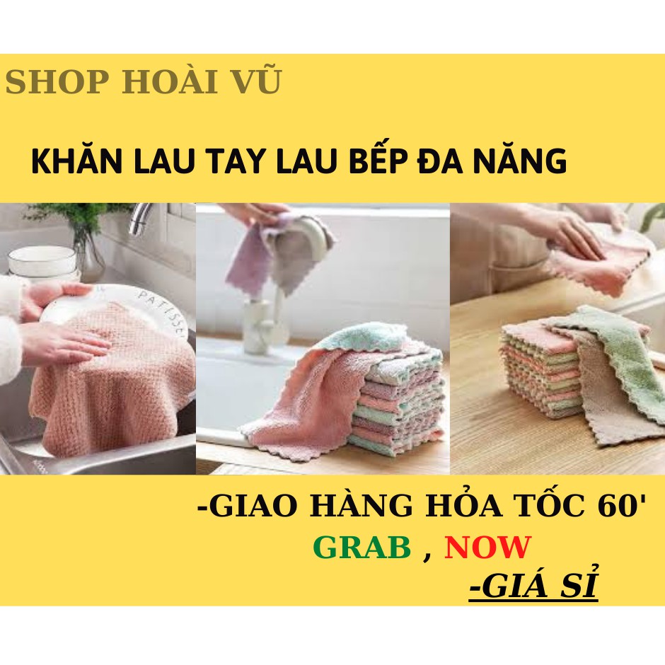 Khăn Bông Lau Bếp, Lau Tay, Lau Chén Bát - Khăn Vệ Sinh Đa Năng 2 Mặt Siêu Thấm Hút