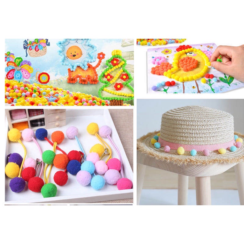 Set 135 Quả Bông Mềm Nhiều Màu Kích Thước 10/15/20/25/30mm Dùng Để May Vá Thủ Công