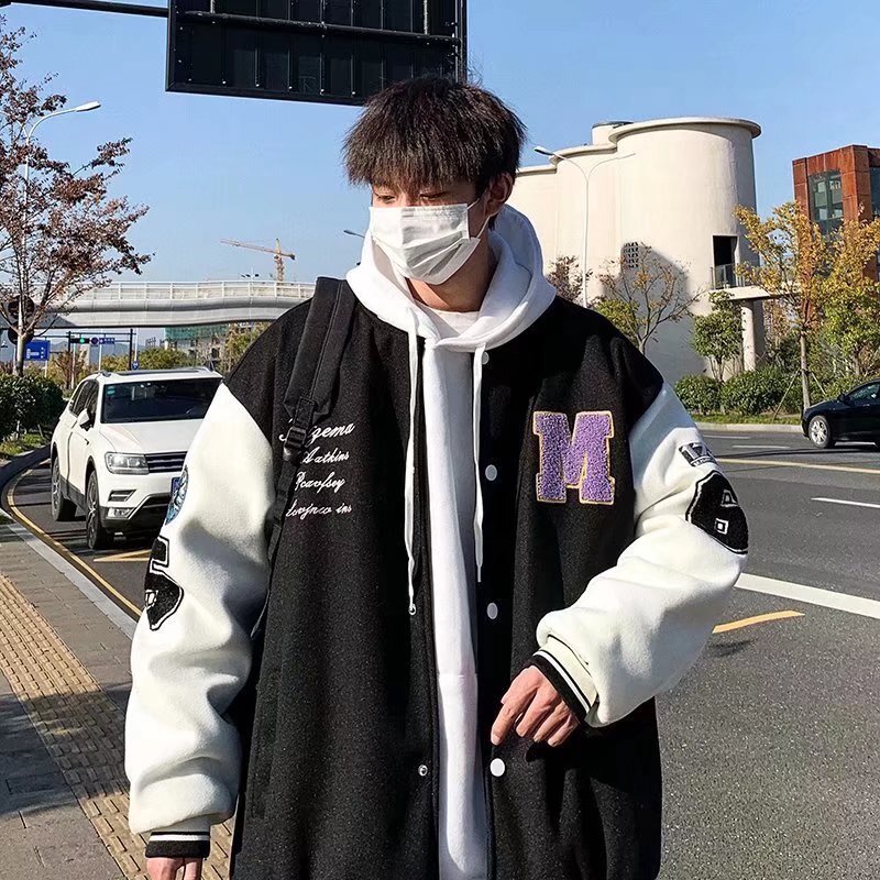 Áo Khoác Bóng Chày Dáng Rộng Phong Cách Hip hop Cá Tính Cho Nam