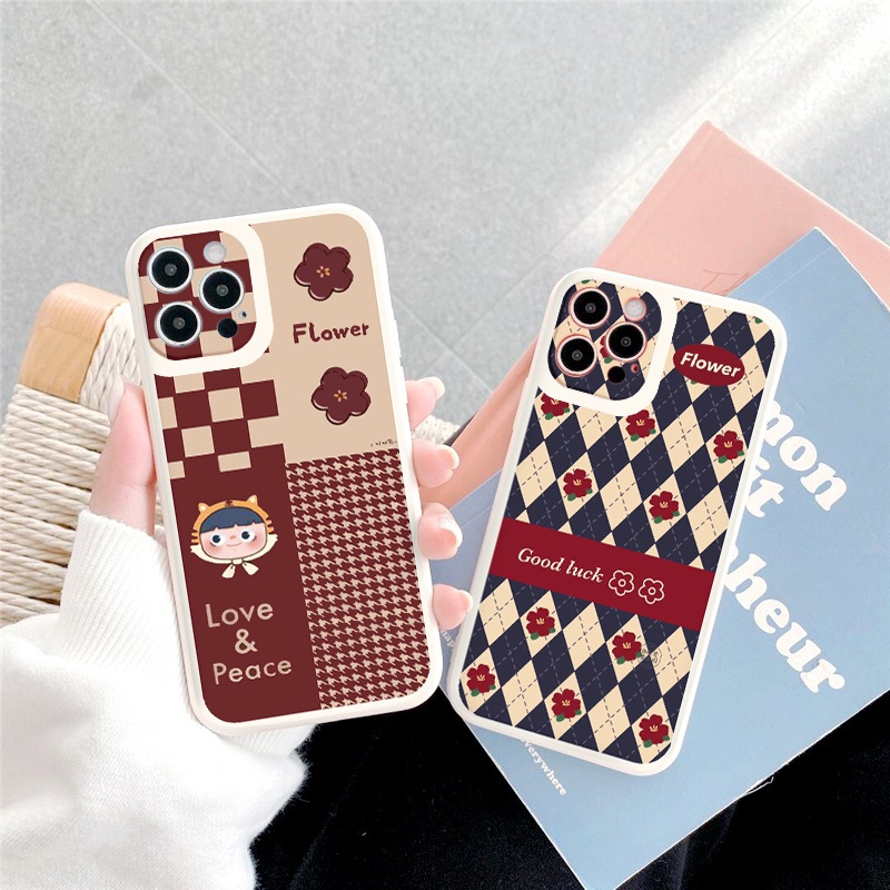 Ốp lưng iphone Họa tiết đỏ caro cạnh vuông lỗ camera ốp iphone 6/6splus/7/7plus/8/8plus/x/xr/xs/11/12/13/pro/max/ tr1140