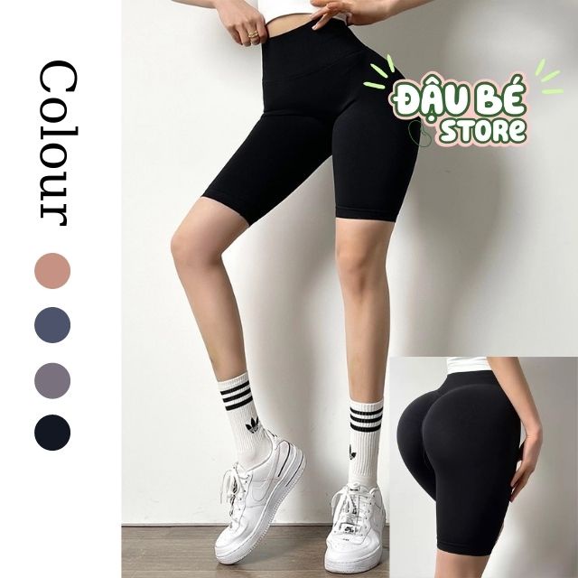 Quần tập gym,yoga, quần legging tập thể thao cao cấp dáng biker cạp cao siêu co dãn DAUBE- GQ002