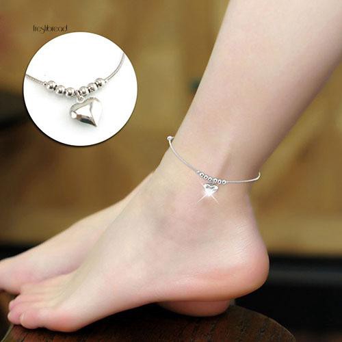 Lắc chân bạc hình trái tim thời trang nữ tính | BigBuy360 - bigbuy360.vn