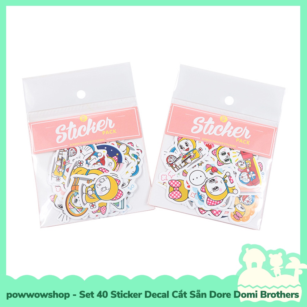 [Sẵn VN - Hỏa Tốc] Set 40 Sticker Mini Decal Dán Trang Trí Vật Dụng Mẫu Dore Domi Best Brother Ever
