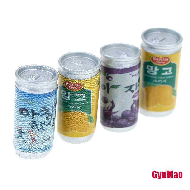 Bộ 4 Lon Nước Mini Tỉ Lệ 1:12 Trang Trí Nhà Búp Bê