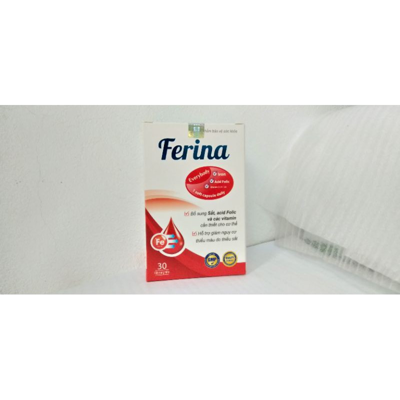 [Chính Hãng] Ferina lọ 30 viên nang - Bổ sung sắt, acid Folic và các vitamin, hỗ trợ gảm nguy cơ thiếu máu do thiếu sắt.