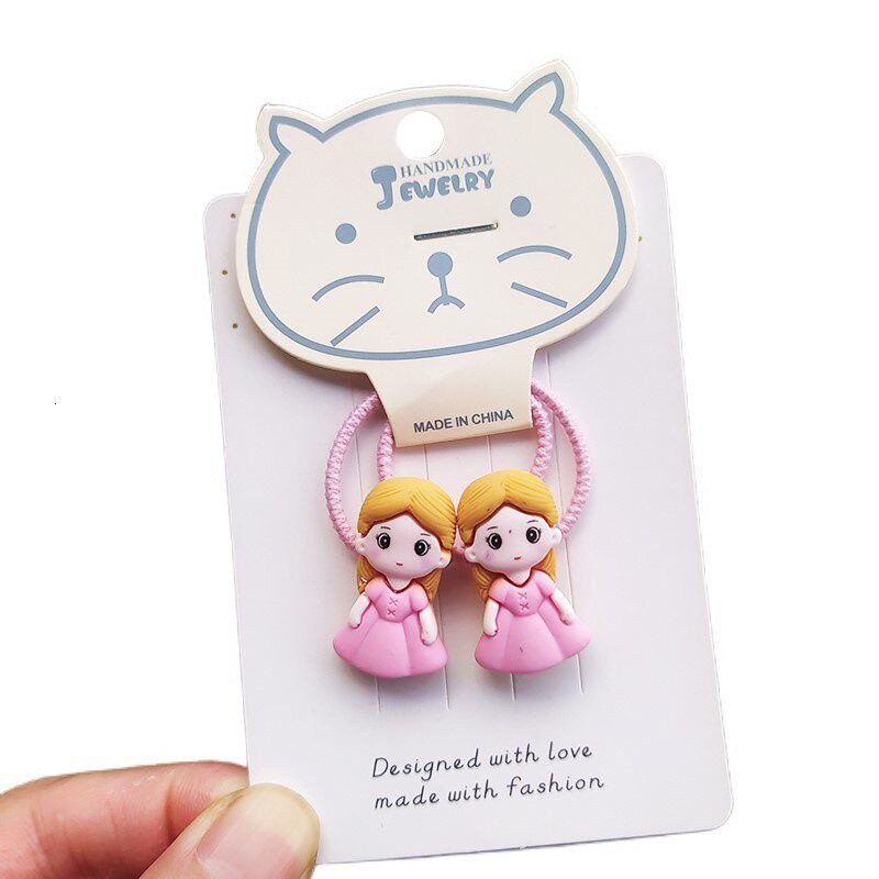 Set 2 Dây Cột Tóc Co Giãn Hình Nàng Tiên Cá Hoạt Hình Dễ Thương Cho Bé Gái