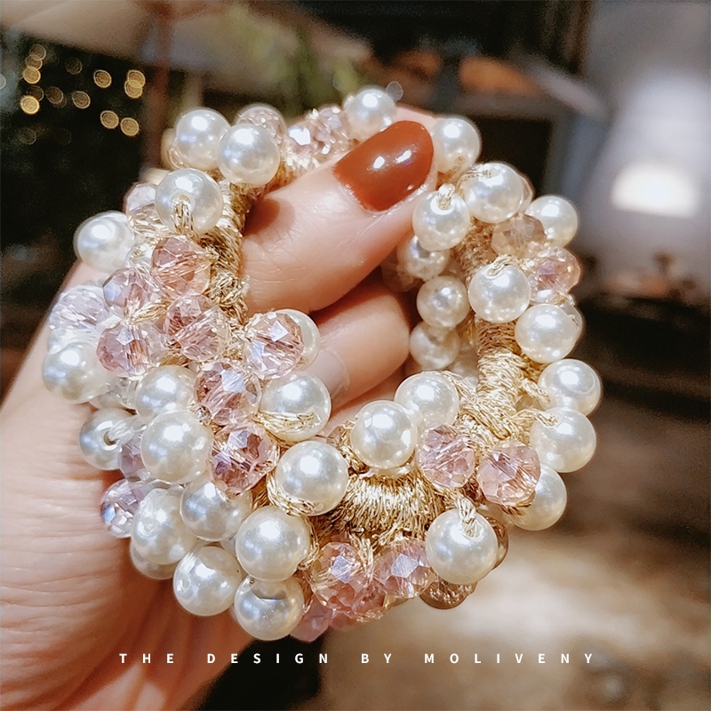 Elegant Pearl Hair Ties Beads Girls Scrunchies Rubber Band Ponytail Holders Hair Accessories