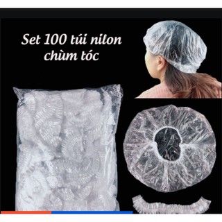 Set 100 túi nilon chùm đầu dùng 1 lần