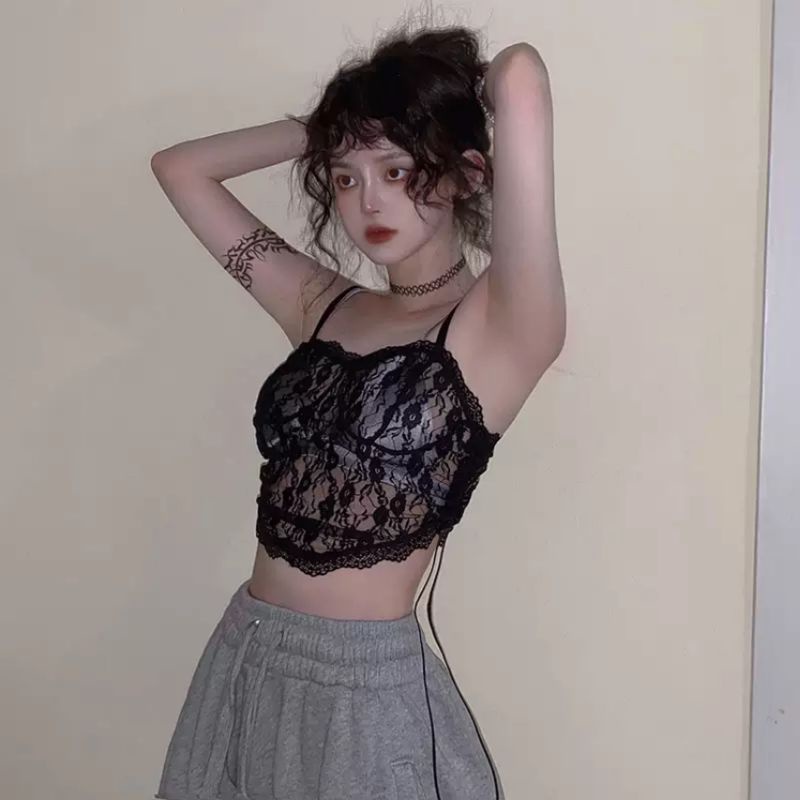 ÁO CROPTOP HAI DÂY SEXY PHONG CÁCH EGIRLS / CORSET HAI DÂY REN / ÁO REN SEXY NỮ