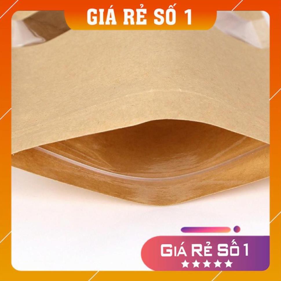 [GIAN HÀNG UY TÍN]  [RẺ NHẤT SHOPEE] 50 cái 9*14+3cm Túi giấy Kraft có cửa sổ kiếng miệng zip chuyên đựng thực phẩm .