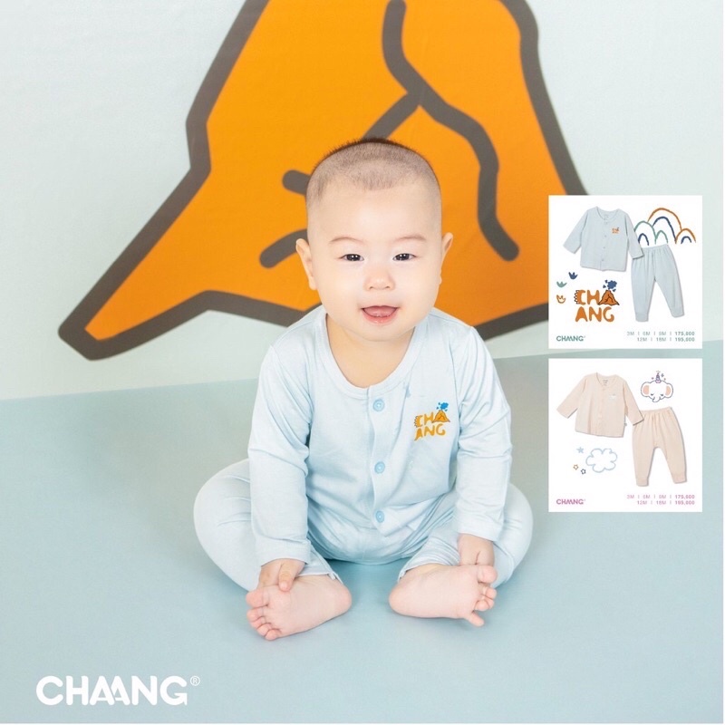 [CHAANG 2021] Bộ dài cúc giữa sơ sinh DINO xanh và cam