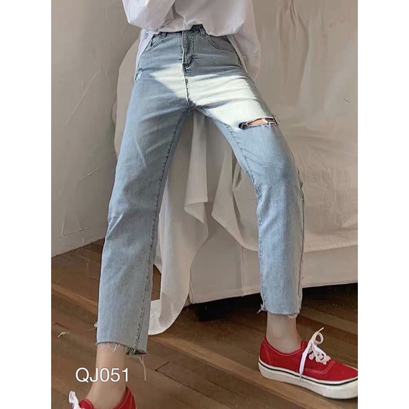 QJ051 - QUẦN JEAN BAGGY NỮ WASH RÁCH | BigBuy360 - bigbuy360.vn