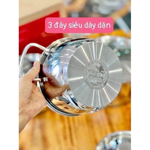 Bộ Nồi Bếp Từ 3 Nồi Inox Nắp Kính Dày 3 Đáy FiveStar Inox 430 Đáy Từ - Siêu Dày Dặn Và Sang Trọng