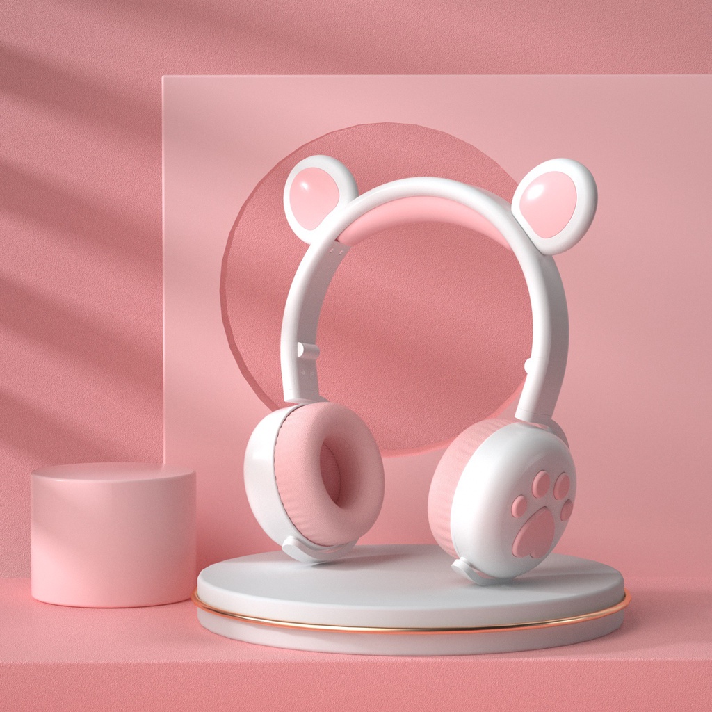 Tai nghe bluetooth 5.0 hình gấu phát sáng dành cho điện thoại