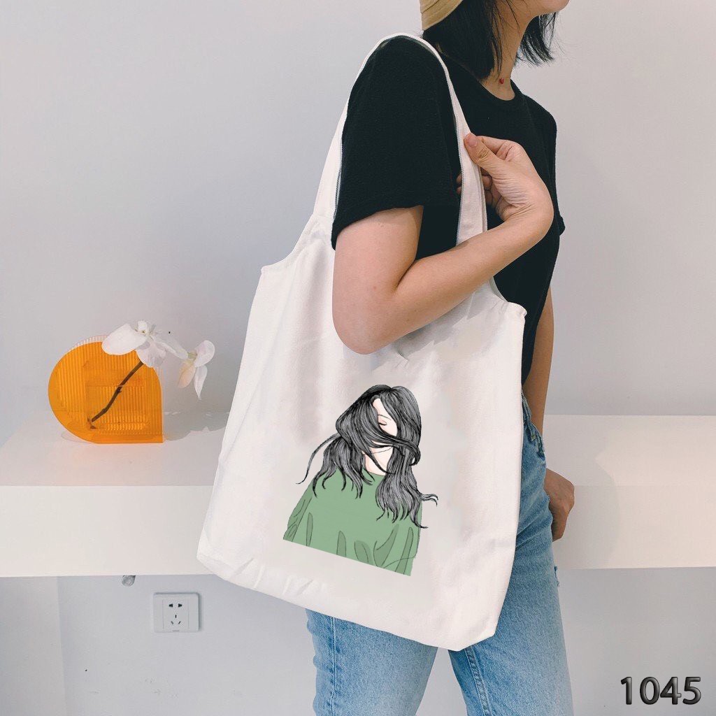 TÚI TOTE TRẮNG CHẤT VẢI CANVAS 1045 SAD SISTER DỄ THƯƠNG HÀNG CHUẨN ĐẸP