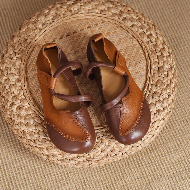 Giày búp bê mũi tròn đế mềm thoải mái phong cách retro thời trang cho nữ