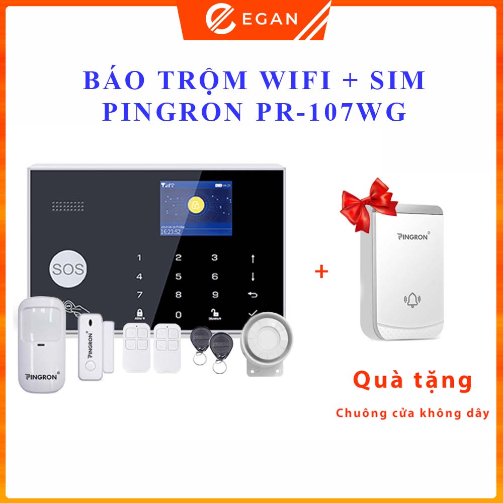 Báo động chống trộm gọi điện báo qua điện thoại GSM dùng sim và wifi Pingron PR-107WG - Bảo hành 18 tháng