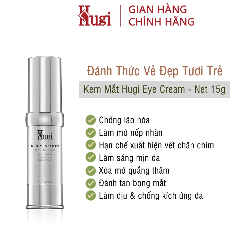 Kem Mắt Retinol Trẻ Hóa Giảm Nhăn Mờ Thâm Chính Hãng HuGi Beauty 15g