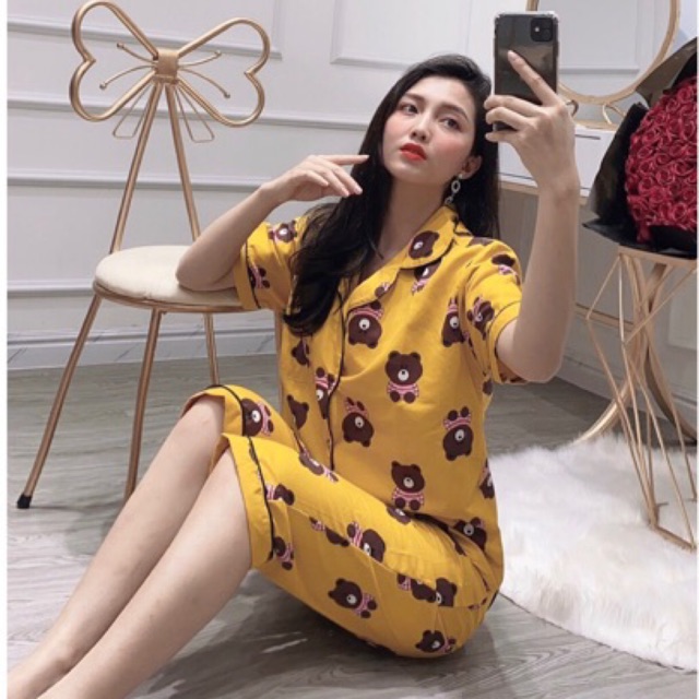 Đồ bộ ngủ pijama quần lửng vải Kate Thái | BigBuy360 - bigbuy360.vn