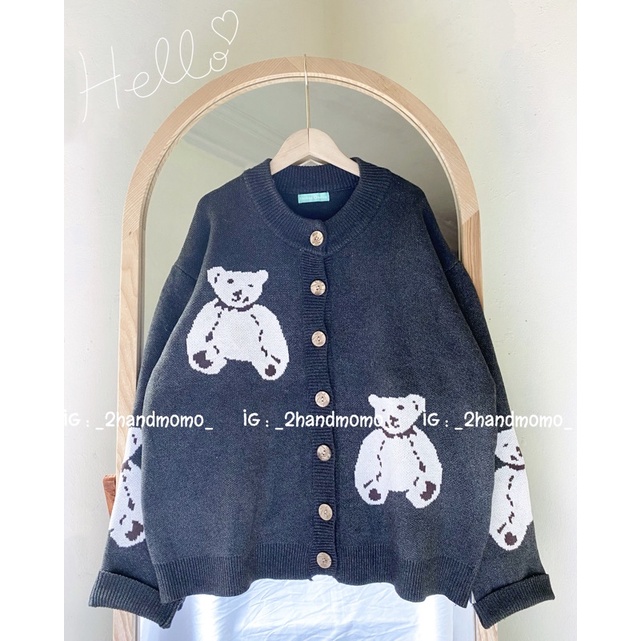 Áo Cardigan Cổ Tròn Hình Gấu