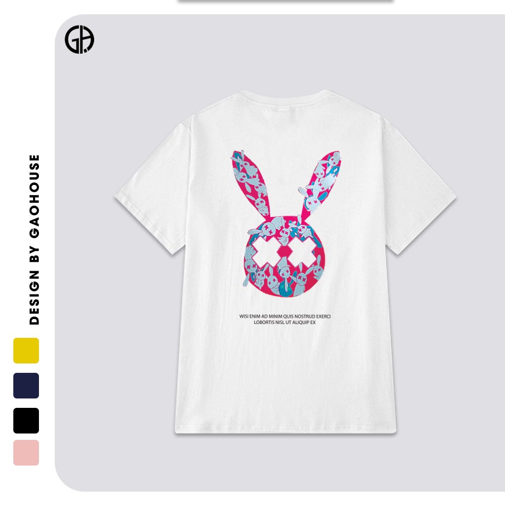 Áo thun nam nữ THỎ RỰC RỠ oversize Gạo House phong cách unisex form rộng in hình chất cotton[V182]