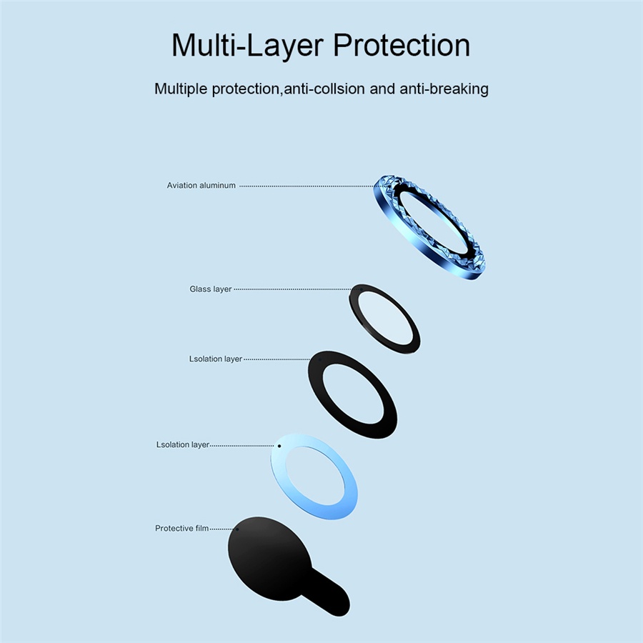 Miếng dán bảo vệ camera kim cương thích hợp cho iPhone 12 Pro Max 13 Mini 14 Pro Max 14 Plus