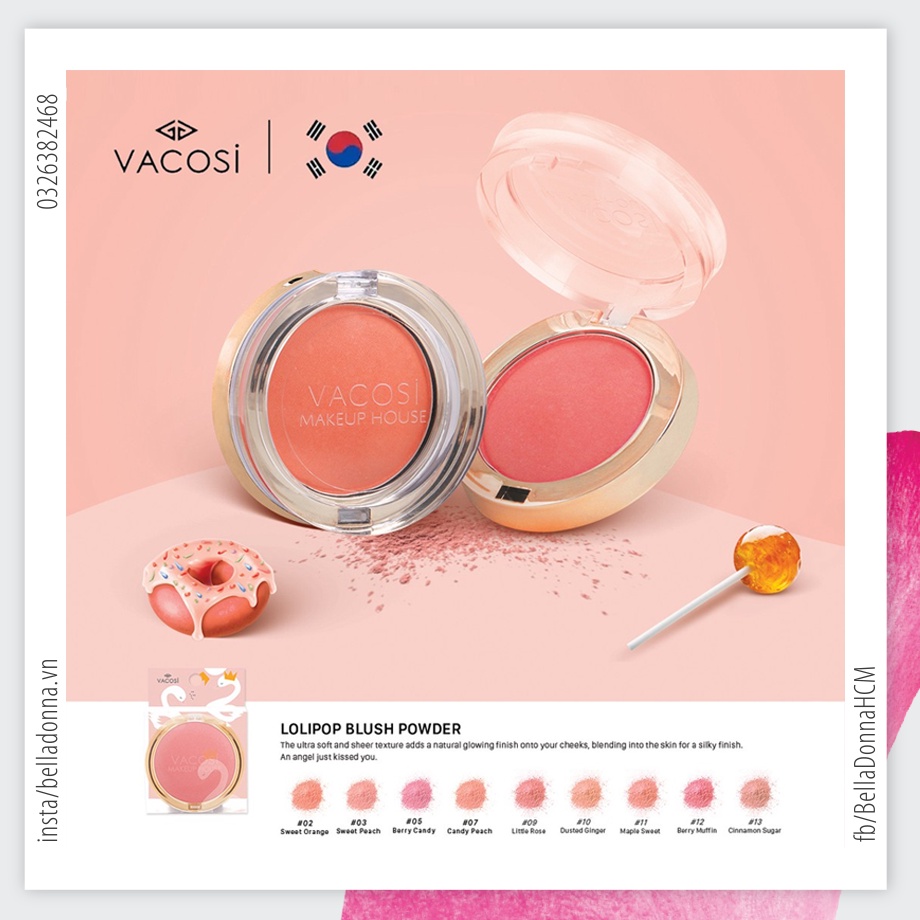 Phấn Má Hồng Dạng Hộp Vacosi LOLIPOP BLUSH POWDER 5g
