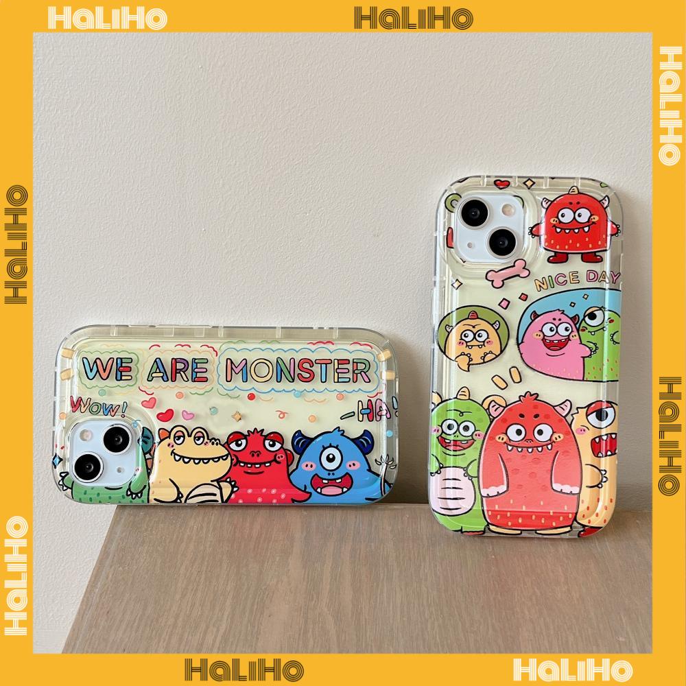 Case For iPhone 14 Pro Max TPU Soft Jelly Airbag Case Green Cartoon Monster Case Camera Protection Shockproof For iPhone 14 13 12 11 Plus Pro Max 7 Plus X XR
