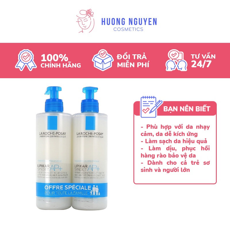 Sữa Rửa Mặt Và Sữa Tắm La Roche-Posay Lipikar Syndet AP+ 400ml