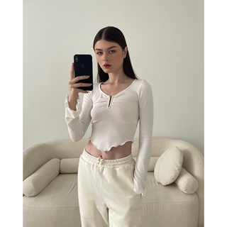 Áo thun tay dài form ôm body cổ v nar - kaylin