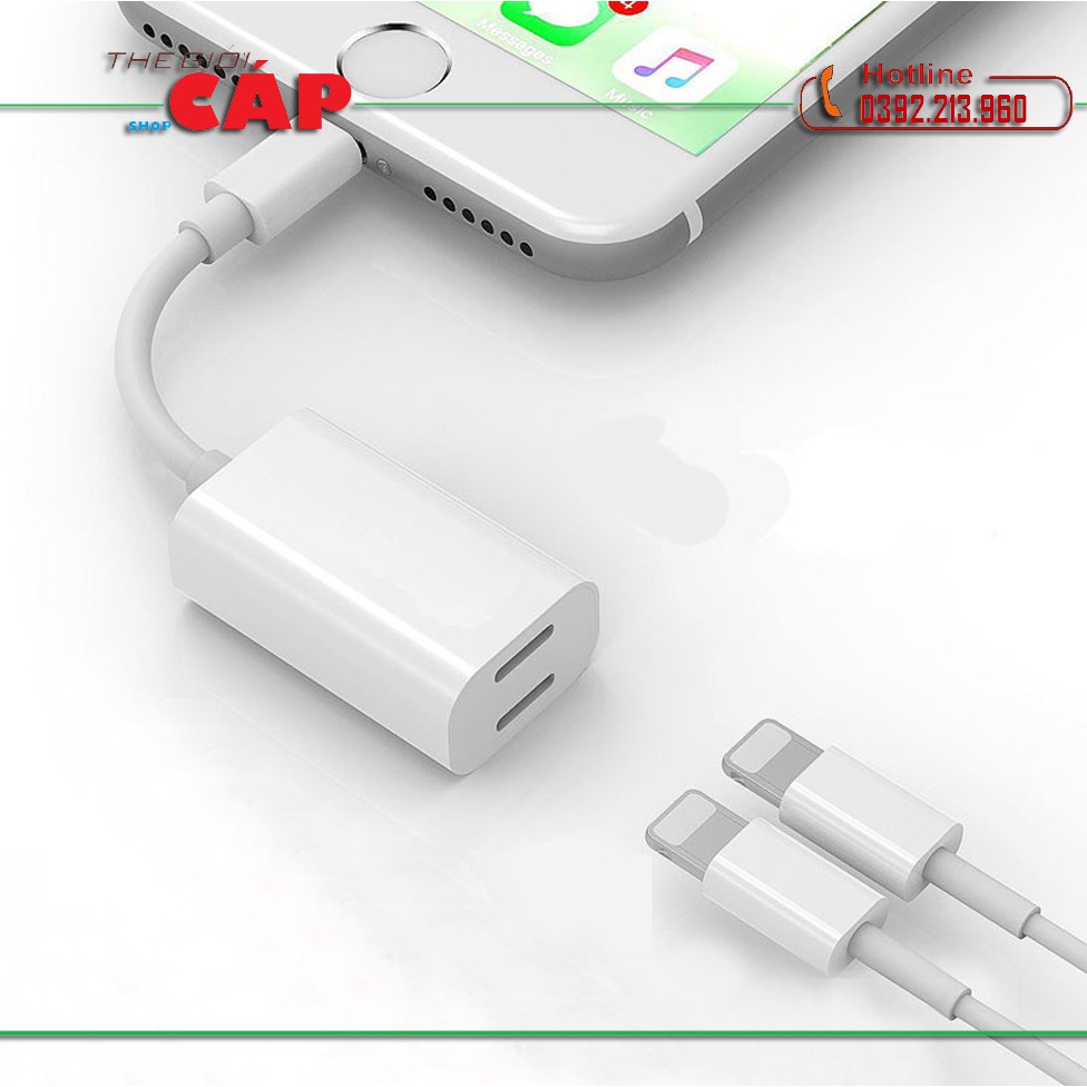 Cáp Lightning Chia Cổng Sạc Và Tai Nghe cho Iphone