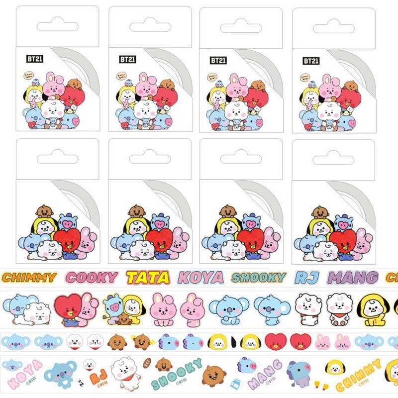Set 2 Cuộn Băng Dính In Hình BTS BT21 Đáng Yêu Trang Trí Sổ Tay Diy