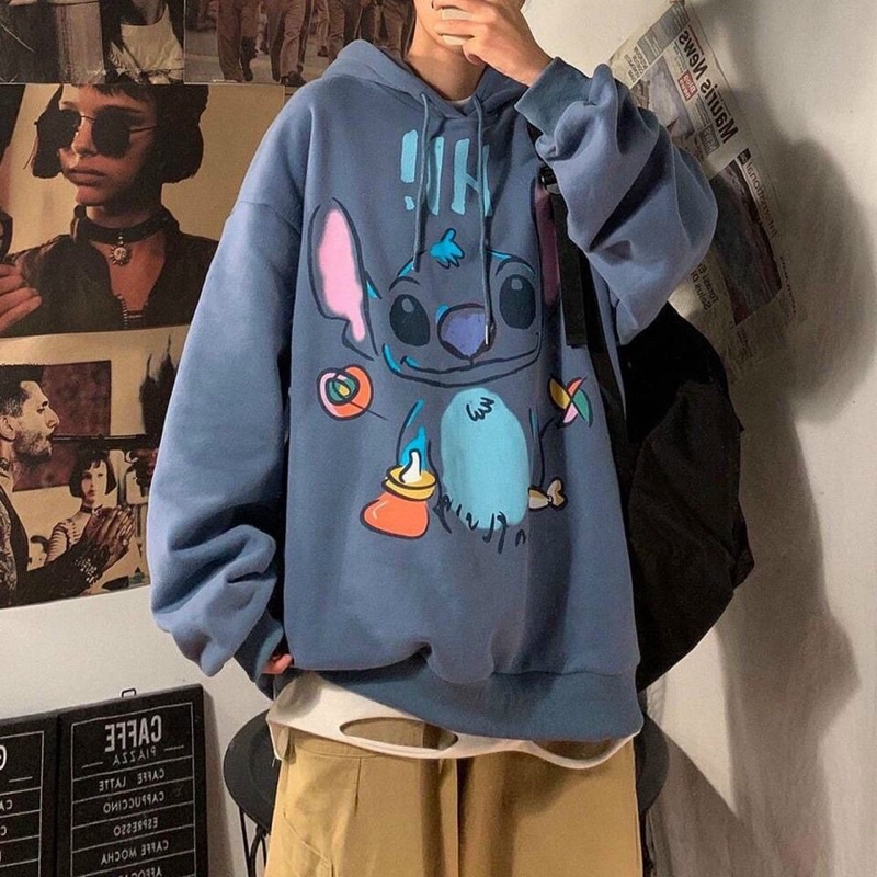 [SIÊU HÓT] Áo Nỉ Hoodie Stitch , Áo Nỉ Có Mũ Unisex Form Rộng (Ảnh Thật)