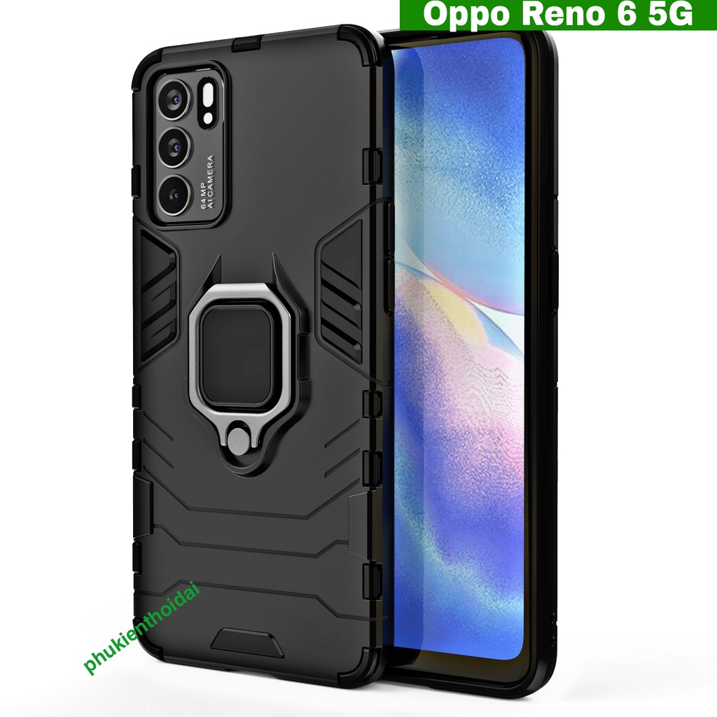 Ốp lưng Oppo Reno 6 5G IRON MAN IRING chống sốc giá đỡ xem phim cao cấp