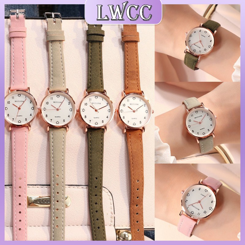 LWCC 6041 Đồng hồ máy quartz dây da phong cách đơn giản dành cho nữ