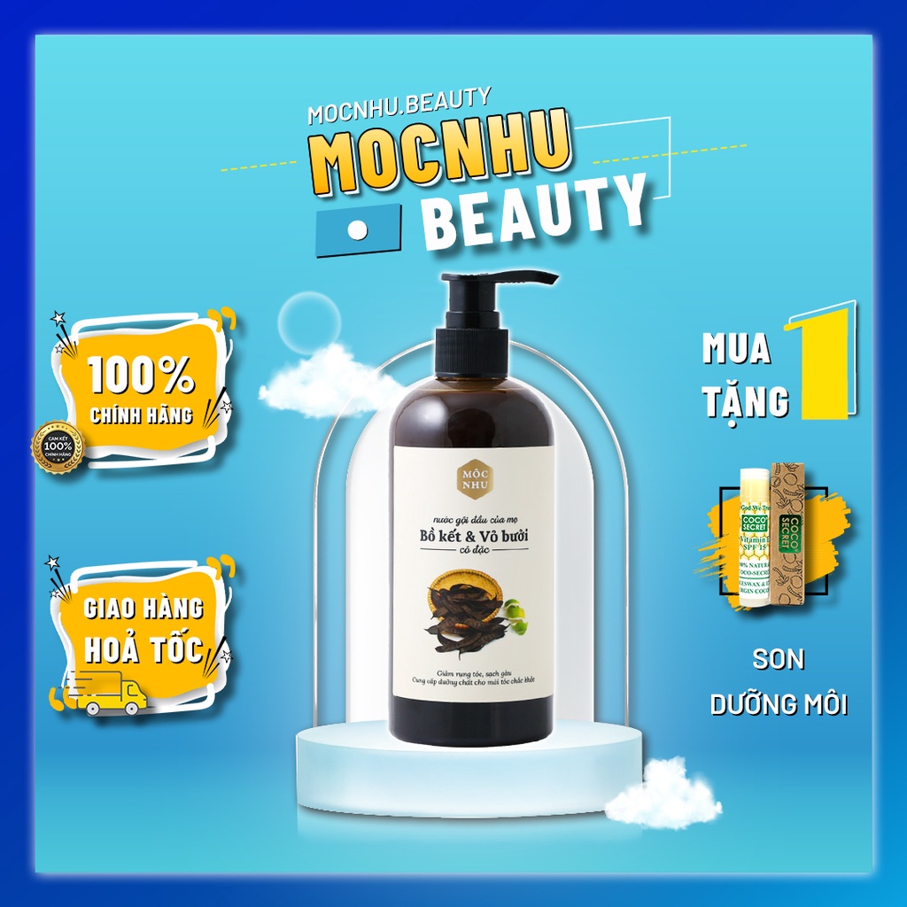 Nước gội bồ kết vỏ bưởi cô đặc Mộc Nhu - Kích thích tóc con mọc, Tạm biệt gàu ngứa - Quà 20k
